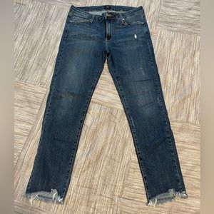 Just Black, 31 waist, straight leg, frayed ankle